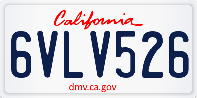 CA license plate 6VLV526