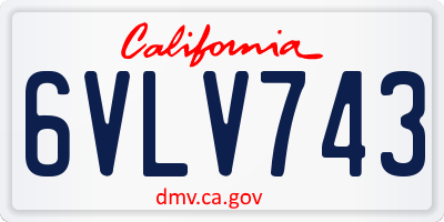 CA license plate 6VLV743