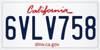 CA license plate 6VLV758