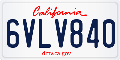 CA license plate 6VLV840