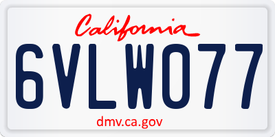CA license plate 6VLW077