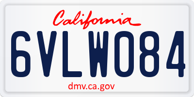 CA license plate 6VLW084
