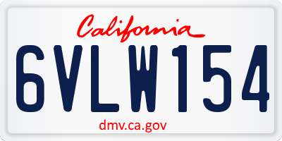 CA license plate 6VLW154