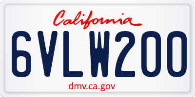 CA license plate 6VLW200