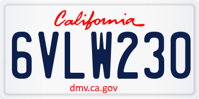 CA license plate 6VLW230