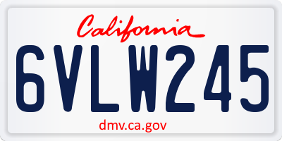 CA license plate 6VLW245
