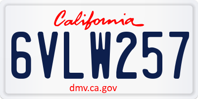 CA license plate 6VLW257