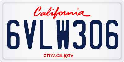 CA license plate 6VLW306
