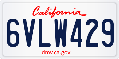 CA license plate 6VLW429