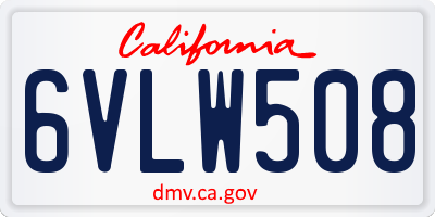 CA license plate 6VLW508