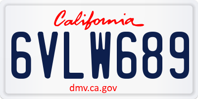 CA license plate 6VLW689