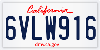 CA license plate 6VLW916