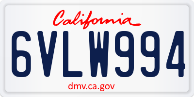 CA license plate 6VLW994