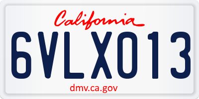 CA license plate 6VLX013