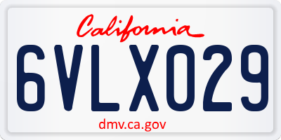 CA license plate 6VLX029