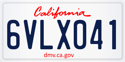 CA license plate 6VLX041