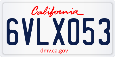 CA license plate 6VLX053
