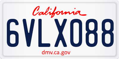 CA license plate 6VLX088