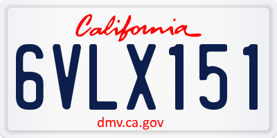 CA license plate 6VLX151