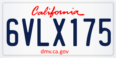 CA license plate 6VLX175