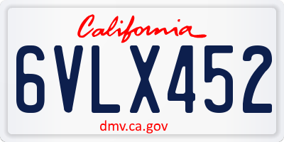 CA license plate 6VLX452