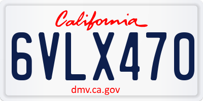 CA license plate 6VLX470