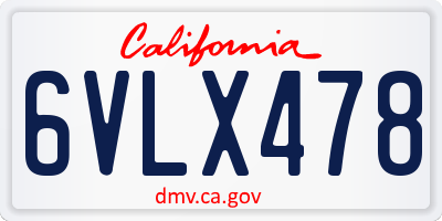 CA license plate 6VLX478
