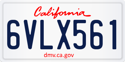 CA license plate 6VLX561