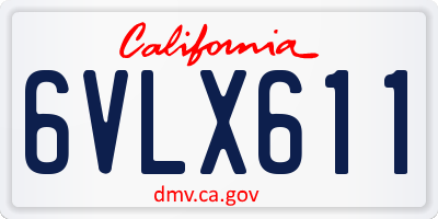 CA license plate 6VLX611