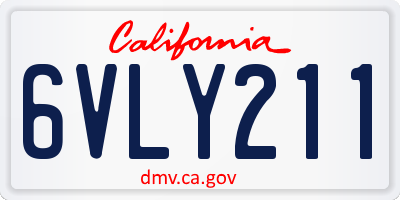 CA license plate 6VLY211