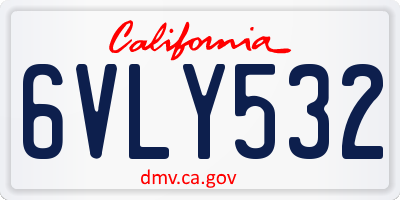 CA license plate 6VLY532