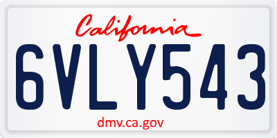 CA license plate 6VLY543