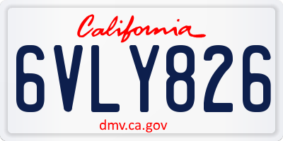 CA license plate 6VLY826