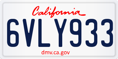 CA license plate 6VLY933