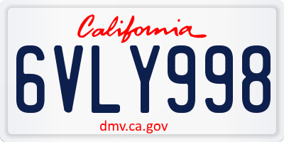 CA license plate 6VLY998