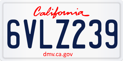 CA license plate 6VLZ239