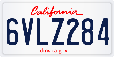 CA license plate 6VLZ284