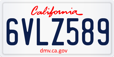 CA license plate 6VLZ589