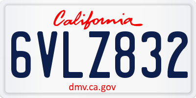 CA license plate 6VLZ832