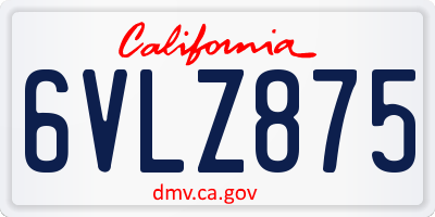 CA license plate 6VLZ875