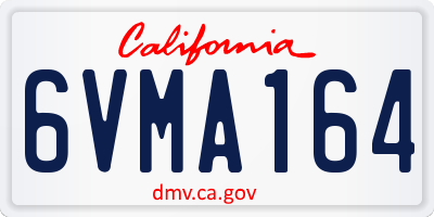 CA license plate 6VMA164