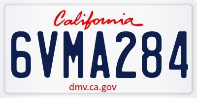 CA license plate 6VMA284