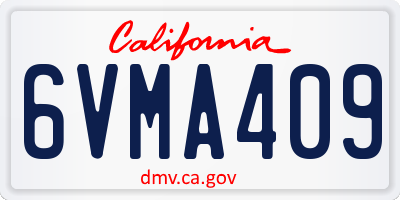 CA license plate 6VMA409