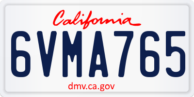 CA license plate 6VMA765