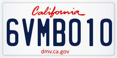 CA license plate 6VMB010