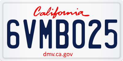 CA license plate 6VMB025