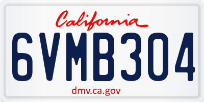 CA license plate 6VMB304
