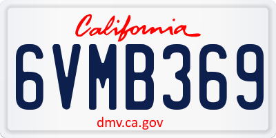 CA license plate 6VMB369