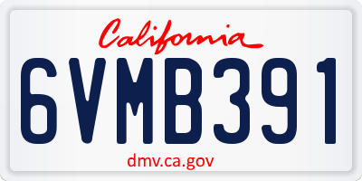 CA license plate 6VMB391
