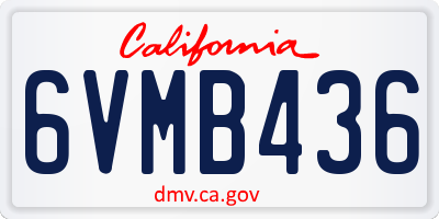 CA license plate 6VMB436